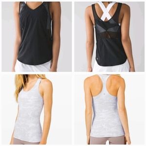 Lululemon Athletica Black and Gray Tank Tops